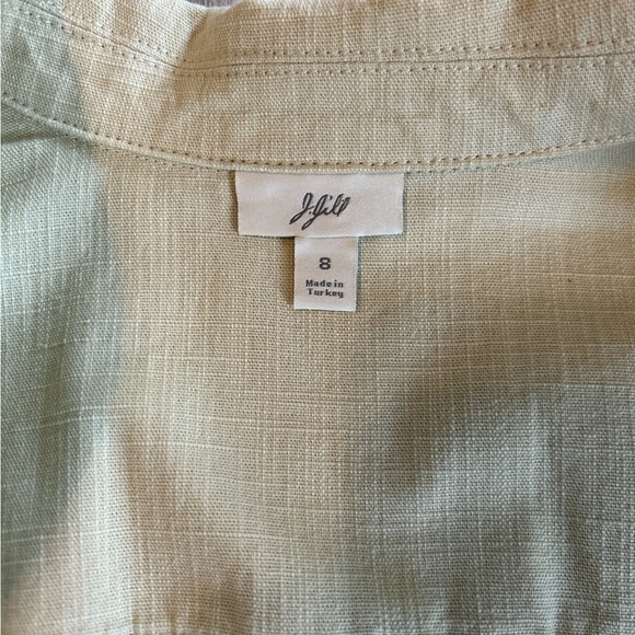 J. JILL Light Green Light Cotton Textured Unlined Jacket, Floral Flip Cuffs Sz 8 - Picture 7 of 13